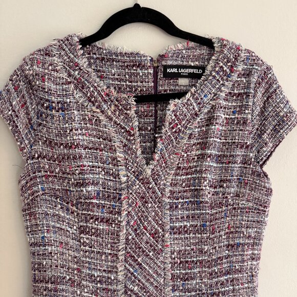 KARL LAGERFELD 8 Boucle Multi-Colored (Pink) short sleeve sheath dress - Picture 4 of 9